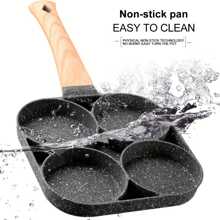 Antihaft-Pfanne mit 4 Löchern - beständige Aluminiumlegierung, vielseitig für Omeletts, Eier, Knödel & Steaks, induktionsplattentauglich, perfekte 4-Gitter-Bratpfanne für Eier, antihaftbeschichteter Haushaltspfanne, antihaftbeschichtete Pfannkuchenpfanne, Pfanne mit Holzgriff für Omeletts und Burger, beständige Aluminiumlegierung, ideal für Omeletts, Burger und Steaks, nur Handwäsche, induktionskompatibel, Küchengeschirr
