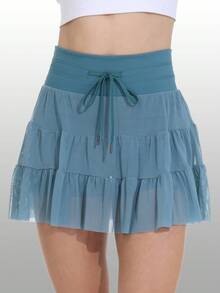 Blaosn Women's High Waisted Pleated Skirt Athletic Skorts ,Ruffle Tennis Skirts Cute Golf Sports ,Running Skorts With Shorts Pockets Workout Casual Outfits - 淺藍色 - 查看 1