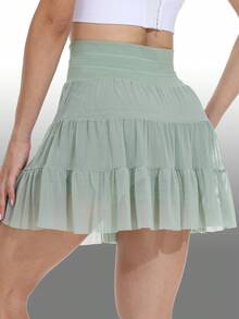 Blaosn Women's High Waisted Pleated Skirt Athletic Skorts ,Ruffle Tennis Skirts Cute Golf Sports ,Running Skorts With Shorts Pockets Workout Casual Outfits - 綠色 - 查看 3