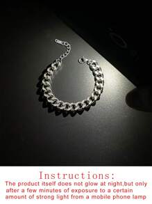1pc Fashionable And Popular Men Luminous Men's Stainless Steel Charm Bracelet Glow In The Dark Minimalist Decoration Hip-Hop Style Birth Year For Jewelry Gift And For A Stylish Look