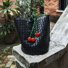 Cherry Sweetheart Faux Pearl Chain Decor Mini Backpack, Indie Student Bag Pendant - Multicolor - View 8