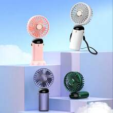 New Handheld Small Fan USB Portable Digital Display SilentOffice DeskStudent On Dormitory Charging Outdoor Fan,1PC Portable Handheld Fan, With LED Display, Handheld/Neck/Desk 3 In 1 Personal Small Fans, 90° Foldable Desk Fan With Base, 5 Speed Lash Fans Makeup Fan For Women Mini Portable USB Fans With 6 Speeds