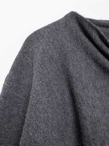 DEEKA Thu/Đông Mới Về Khăn Choàng Poncho Cổ Áo Dài Tay Kiểu Dáng Thường Ngày Áo Khoác Cardigan Dệt Kim Ngắn - Xám - Xem 6