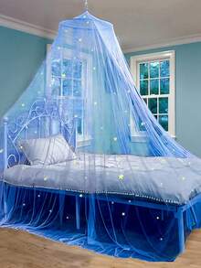 Mosquitera con estrellas neon luminosas, Mosquitera colgante transpirable, gancho superior, malla encriptada, decoración de dormitorio - Azul - Ver 2