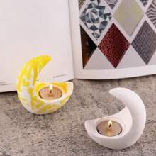 Candle Holder Silicone Resin Mold, 3D Moon Resin Mold, Moon-Shaped Tea Light Holder Silicone Mold, Cute Cement Concrete Mold, Epoxy Resin Casting Mold For Craft Making Decor
