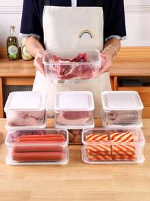 Juego de 6 piezas de 1200ML/42oz Cajas de almacenamiento para refrigerador, recipientes de conservación de alimentos con tapas, cajas apilables para congelador para carne, frutas, verduras, encurtidos, organización de cocina y loncheras para exteriores