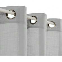 New  Linen Gray Grommet Curtains 84 Inch Length For Bedroom Boho Semi Sheer Drap, 2 Panels - 亞麻灰 52 寬 x 84 長(兩包) - 查看 1