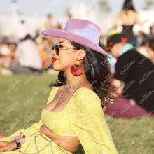 Sombrero Vaquero Tornasol Neón Texano Fiesta Cowboy - Rosa - Ver 9