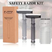 Adjustable Manual Razor Shaver, Double Edge Razor, Friendly R For Body & Face, Reusable Razor, Close And Smooth Wet Shaving, Adjustable Blade Angle, With 20 Blades, Idea Gitf Father And Boy Friend