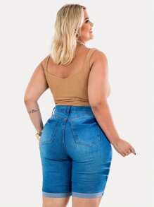 Kit 2 Bermuda Feminina Plus Size Jeans Com Lycla (Elastano)