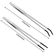 2pcs Straight And Bent Stainless Steel Pet Feeding Tongs, Reptile Food Tools With Rubber Tips, Suitable For Reptiles, Lizards, Geckos, Spiders, Snakes, Aquarium