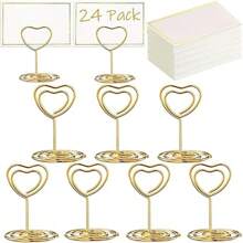 5/10/20Pcs Gold Table Number Card Holders Heart Shape Table Photo Holder Table Picture Stand Place Card Holder For Paper Menu Clips As Well As Collections Greenery Watercolor Place Cards For Wedding Or Party Seating Place Cards For Tables Scored For Easy Folding .Valentine's Day Party Supplies