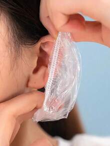 100 件一次性加厚防水耳套、防水耳帽和浴帽、透明一次性防水耳套和染色浴帽，用于染发、制作烫发液、吹干头发、沐浴、美容护理以防止耳部感染、发型师工具和产品、美容院和旅行必需品（随机颜色和款式）返回学校 - 預設 - 查看 6