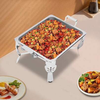 Stainless Steel Chafing Dish Set 6L Food Warmer Server Food Warmer With Holder Keeps Food Heated For Events Silver