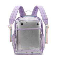 Clear Backpack Heavy Duty PVC Transparent Backpacks Stadium Approved School Book Bag Purple - Purple - View 8