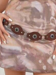Nuevo cinturón de cuero con hebilla de metal vintage y empalme, estilo vaquero, faja de cuero con lazo a la moda para verano, escuela, otoño, Halloween