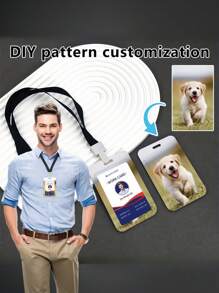 1 Customized Photo ID Badge Holder - Personalized Plastic Protective Case With Lanyard, Durable And Fashionable Accessory For Workplace, Suitable For Office Workers, Nurses, Teachers, Students