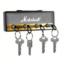 Estante de almacenamiento de llaves retro creativo montado en la pared, gancho para llaves de guitarra audio montado en la pared, con 4 llaveros de enchufe de guitarra, adecuado para entusiastas de la música. Organizador de llaves montado en la pared, soporte de llaves de diseño minimalista, almacenamiento individual para el hogar y la oficina