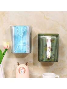 1 Hộp đựng khăn giấy treo tường, Hộp đựng khăn giấy bằng nhựa, Thích hợp cho phòng tắm, phòng ngủ, bàn trang điểm, mặt bàn, hộp đựng khăn giấy (Trong suốt/Xám/Nâu) - Nhiều màu - Xem 4