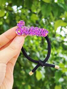 1pc Custom Acrylic Name Hair Rope, Four Styles To Choose From, Sweet Women's Hair Accessories, Hair Styling Accessories Adjustable Bow Ponytail Clip With Elastic Band, Suitable For Women, Perfect For Daily Surprise Gifts