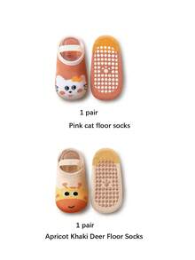 3 Pairs Toddler Boys/Girls Anti-Slip Grip Socks, Cute Animal Head Tie Strap Boat Socks, Suitable For All Seasons