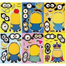 Minions 6 piezas de pegatinas, pegatinas temáticas, manualidades DIY, impermeables y reutilizables