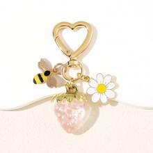 Colgante con forma de corazón multicapa con abeja, girasol y fresa, color dopamina, accesorio de joyería versátil para bolsos, tazas, teléfonos, llaves, con atractivo de regalo caprichoso para amigos, compañeros de clase, maestros, ancianos; estilo lindo, adorable y moderno para el guardarropa de primavera, regalos del Día de San Valentín, momentos del Día de la Madre, uso diario, decoración linda, pieza de declaración encantadora, paleta de colores llamativa, aspecto premium, detalles brillantes, idea de regalo pensativa para cualquiera que ame los encantos delicados y juguetones - Multicolor - Ver 18