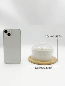 11.5英寸大号木质托盘，带玻璃防尘盖，蛋糕和食品展示架，北欧简约风格高脚餐盘 - 彩色 - 查看 16