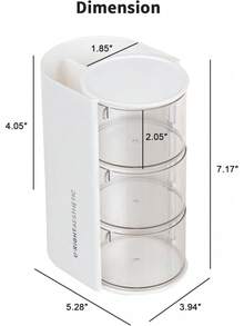 Organizador de 3 capas para accesorios de cabello y brochas de maquillaje con almacenamiento giratorio para joyas y artículos pequeños - Blanco - Ver 3