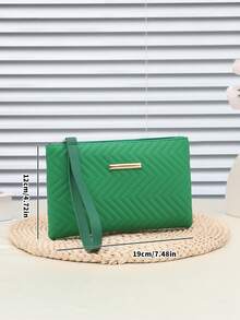 Mini Wavy Pattern Clutch Wallet, Large Capacity Zip Around Wallet - Green - View 6