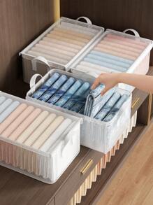 1pc Mesh Storage Box, With A Lid And A Transparent Storage Box, Supported By A Steel Frame For Greater Stability, Suitable For Storing Close Fitting Clothing, Daily Necessities, Travel Storage Boxes, Miscellaneous Storage Boxes, Wardrobe Storage Boxes