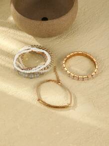 Conjunto de 8 pulseiras de liga de estilo elegante para mulheres