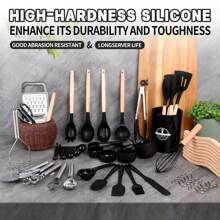 44pcs Silicone Cooking Tools Set With Storage Bucket, High Heat Resistant Non-Stick Cookware Spatula & Ladle, Kitchen Utensils Kit