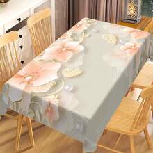 1/20pcs Simple Fresh White Floral Pattern Tablecloth, Fashion Theme, Outdoor Camping Rectangle Tablecloth, Perfect For Dinner, Picnic Essentials, Party Decorations, Dinner Gatherings And Home Decoration - Multicolor - View 24