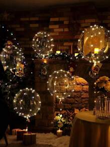 12 piezas (6 sets) / 6 piezas (3 sets) / 2 piezas (1 set) - Luces de cuerda de globo LED, diseño de bola Bobo transparente, decoración para cumpleaños, boda, aniversario, Día de San Valentín, fiesta de playa de verano, decoración de fiesta interior, blanco cálido