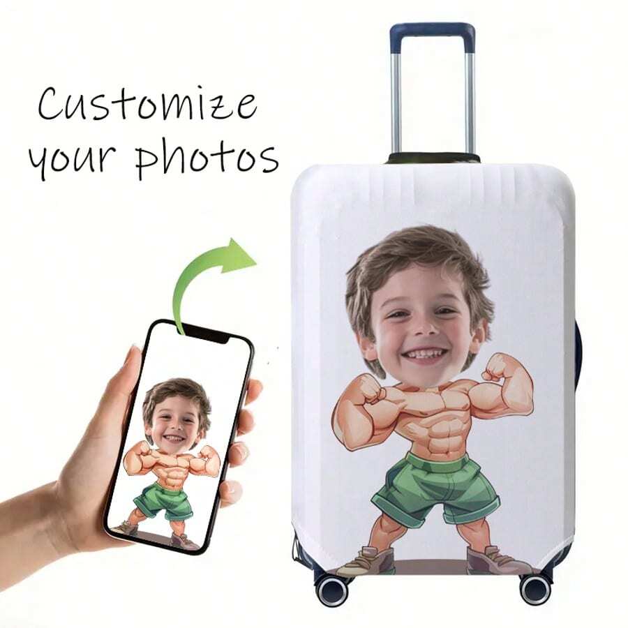 Custom 18-32" Elastic Luggage Cover, Personalized Profile Picture Photo Print, Dustproof Scratch-Resistant Travel Protector An Ideal Choice For Travel - Multicolor - View 1