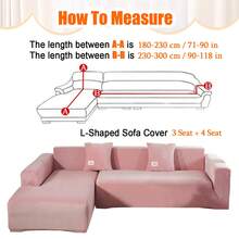 Set Of 2 L-Shaped Sofa Covers, Sofa Cushion Covers, Stretch Velvet Sofa Covers, Corner Sofa Covers, 3 Seater + 4 Seater Modular Sofa Covers - 粉色 - 查看 7