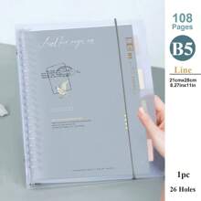 1pc A5/B5 108 Pages, 54 Sheets, Colorful Pp Cover, Detachable Transparent Spiral Bound Notebook, Ruled Pages, For Student Or Business, Diary Scrapbooking,School Supplies,Back To School