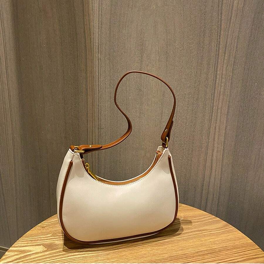 Torba typu bagietka w kształcie półksiężyca Modna minimalistyczna torba vintage w jednolitym kolorze Elegancka torba pod pachę Swobodna torba damska do wszystkiego z wysokiej jakości i lekkiej skóry PU