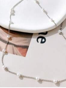 1 件时尚仿珍珠项链颈链吊坠饰品，适合女性佩戴，可用于派对、活动和情人节配饰 - 時尚珍珠項鍊 - 查看 4