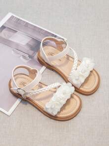 女童凉鞋夏季新款儿童鞋幼儿小童平底鞋时尚露趾公主鞋软底防滑珍珠宝宝中大童沙滩鞋