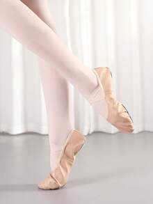 Unisex Ballet Shoes, Soft PU Leather Ballet Shoes With Thick Cotton Lining, Pre-Stitched Straps, Leather Sole Adult Dance Slippers, Ideal Ballet Flats For Women/Men - Beige - View 2