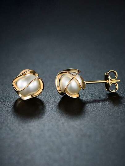 1 par örhängen med fuskpärlor för kvinnor, lämpliga för vardagsbruk