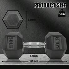 Mancuerna Hexagonal con Revestimiento de Goma 30 LB 1 pza, Pesas para Ejercicio, para Entrenamiento de Fuerza - 1 - Ver 8