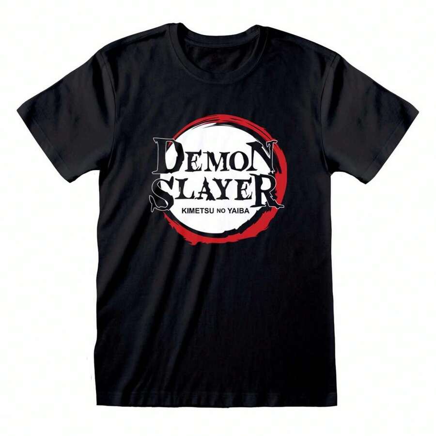 Demon Slayer T-shirt unisex per adulti con logo (nera) - Caffè Marrone - Visualizzare 1