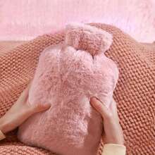 1pc Water Filled Hot Water Bag With Faux Rabbit Fleece Cloth Cover, Girls Hot Compress, Warm Belly, Warm Water Bag, Small Size, Carry On Water Filling, Warm Hand Bag, Flushing Water, Warm Hand Bag (Due To Different Batches, The Lines And Color May Vary. We Apologize For Any Inconvenience Caused) - 彩色 - 查看 2