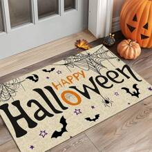1pc Halloween Doormat, Non-Slip Rubber Backing, Halloween Entryway Decor, Indoor/Outdoor Use, Durable Polyester Floor Mat For Kitchen, Living Room, Patio, Coffee Shop, Bar, Holiday, Party, Bedroom, Bathroom