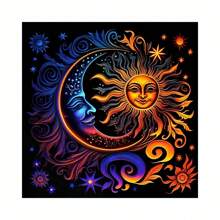 Kit creativo per pittura di diamanti 5D fai-da-te, con volti di sole e luna vibranti, con diamanti acrilici tondi, per punto croce, decorazione da parete, regalo di Ringraziamento, regalo per la casa, decorazione mistica con arte di diamanti acrilici
