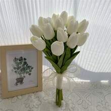 人造玫瑰和马蹄莲新娘捧花，婚礼装饰，新娘捧花，婚礼仪式，周年纪念礼物 - 白色B - 查看 6