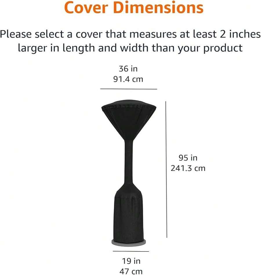 Funda para Calefactor de Terraza Exterior de Pie Redondo, Beige Bronceado, 91,4 x 46,9 x 241,3 cm - Negro - Ver 1